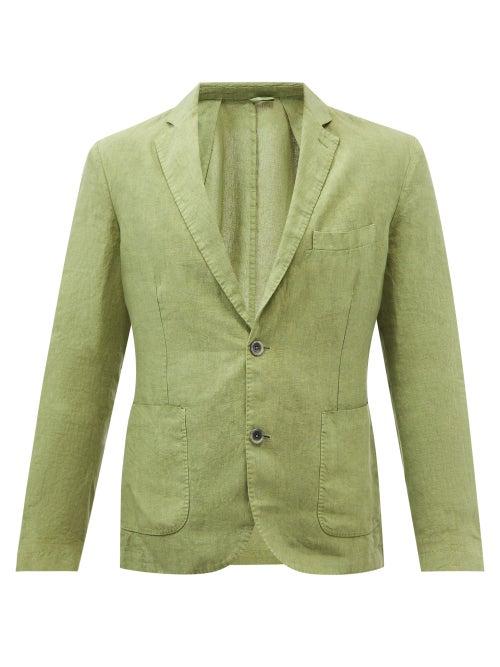 120 Lino 120% Lino - Single-breasted Linen Jacket - Mens - Khaki