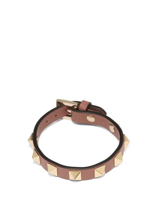 Matchesfashion.com Valentino Garavani - Roman Stud Leather Bracelet - Womens - Nude