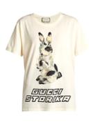 Matchesfashion.com Gucci - Rabbit Print Cotton Jersey T Shirt - Womens - White
