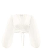 Matchesfashion.com Molly Goddard - Ottilie Cropped Tulle Wrap Top - Womens - Ivory
