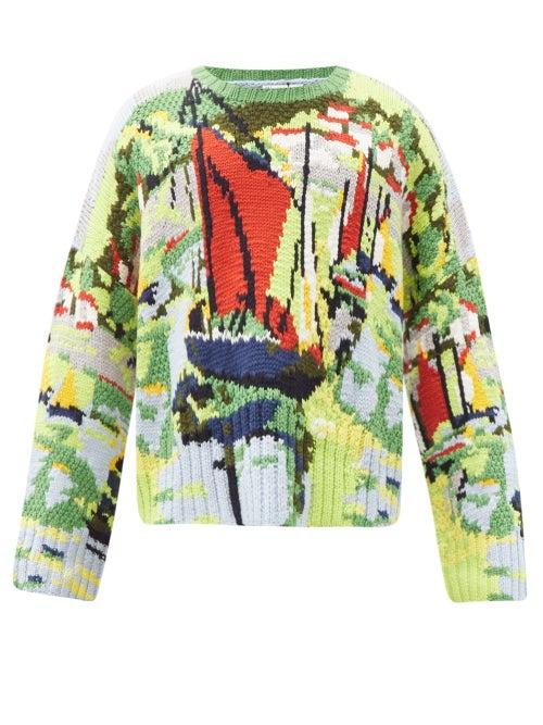 Matchesfashion.com Jw Anderson - Landscape-intarsia Hand-knitted Wool Sweater - Mens - Multi
