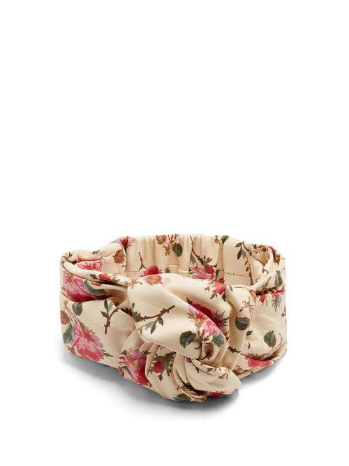 Matchesfashion.com Gucci - Floral Print Leather Headband - Womens - White