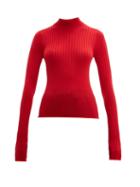 Matchesfashion.com Acne Studios - High Neck Ribbed Wool Sweater - Womens - Red