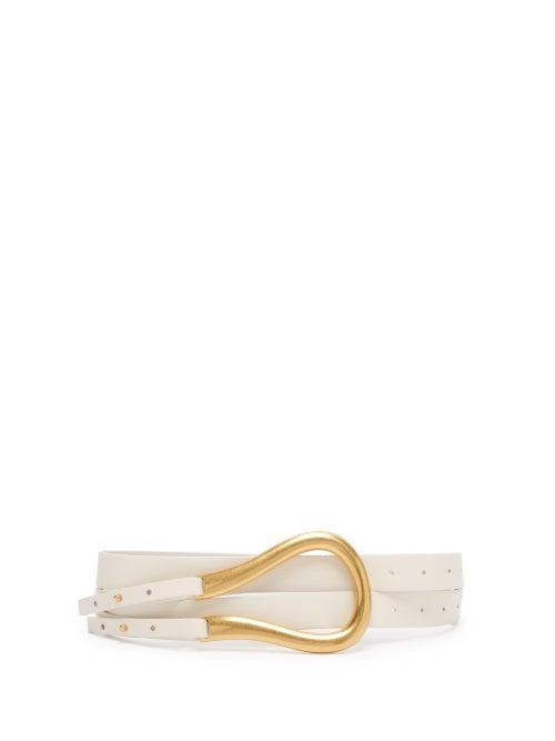 Matchesfashion.com Bottega Veneta - Double Strap Horseshoe Buckle Leather Belt - Womens - White