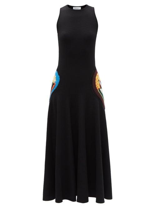 Gabriela Hearst - Alia Crochet-patch Merino Dress - Womens - Black Multi