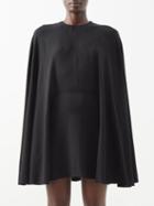 Saint Laurent - Cape-sleeve Crepe Mini Dress - Womens - Black