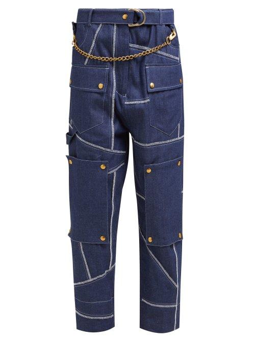 Matchesfashion.com Symonds Pearmain - Belted High Rise Denim Utility Trousers - Womens - Denim