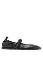 Ladies Shoes Wandler - Dash Ruched Leather Mary Jane Flats - Womens - Black