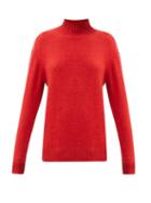 Matchesfashion.com The Elder Statesman - Oversized High-neck Cashmere Sweater - Womens - Red