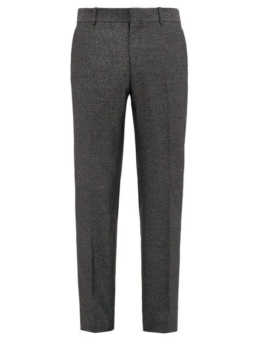 Matchesfashion.com Alexander Mcqueen - Slim Leg Wool Blend Lam Trousers - Mens - Black