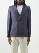 Officine Gnrale - Leon Herringbone-linen Double-breasted Blazer - Mens - Navy