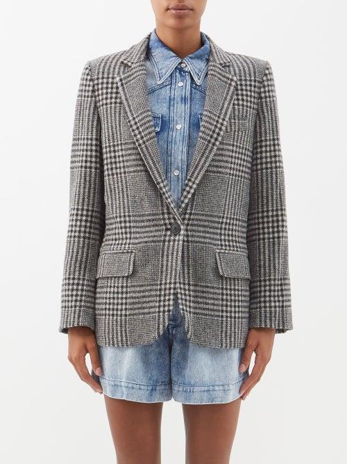 Isabel Marant Toile - Prince-of-wales Check Wool Jacket - Womens - White Black