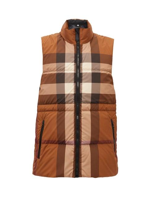 Burberry - Broadwas Vintage-check Down Gilet - Womens - Beige Multi
