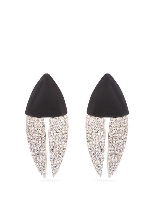Matchesfashion.com Saint Laurent - Crystal Drop Clip On Earrings - Womens - Black