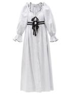 Matchesfashion.com Lug Von Siga - Eleanor Grosgrain-tie Striped Cotton Dress - Womens - White Multi