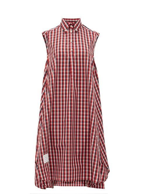 Matchesfashion.com Thom Browne - Plaid Sleeveless Cotton Shirt Dress - Womens - Red Multi