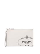 Matchesfashion.com Prada - Logo Debossed Leather Pouch - Mens - White