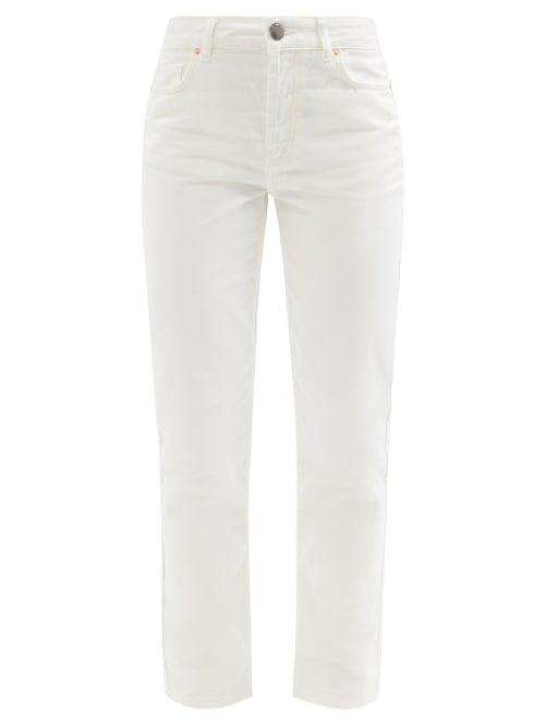Ladies Rtw Raey - Track Organic-cotton High-rise Straight-leg Jeans - Womens - White