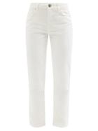 Ladies Rtw Raey - Track Organic-cotton High-rise Straight-leg Jeans - Womens - White