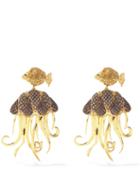 Matchesfashion.com Begum Khan - Jellyfish Crystal & 24kt Gold-plated Drop Earrings - Womens - Blue Multi