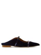 Matchesfashion.com Malone Souliers - Maureen Backless Velvet Mules - Womens - Navy