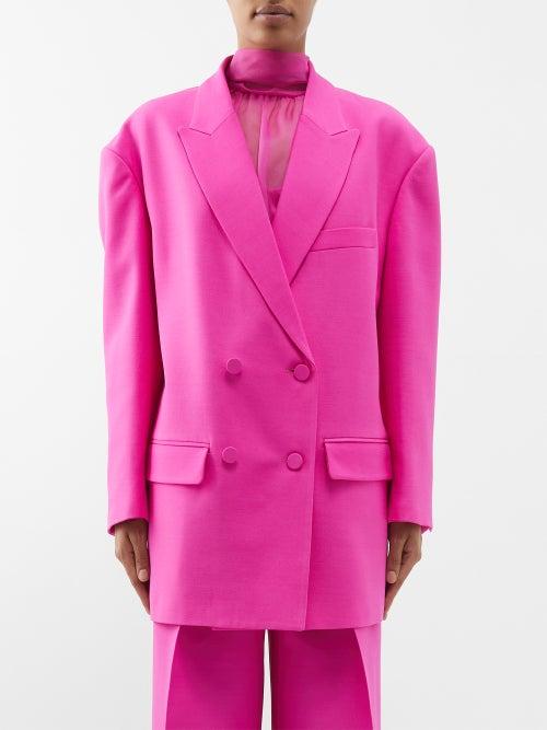 Valentino - Crepe Couture Wool-blend Suit Jacket - Womens - Pink
