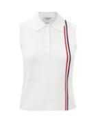 Thom Browne - Tricolour-stripe Jersey Sleeveless Polo Shirt - Womens - White