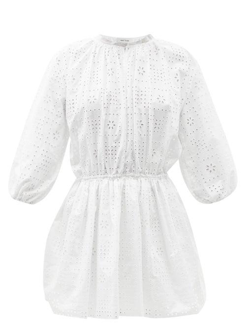 Ladies Beachwear Matteau - Broderie-anglaise Organic-cotton Mini Dress - Womens - White