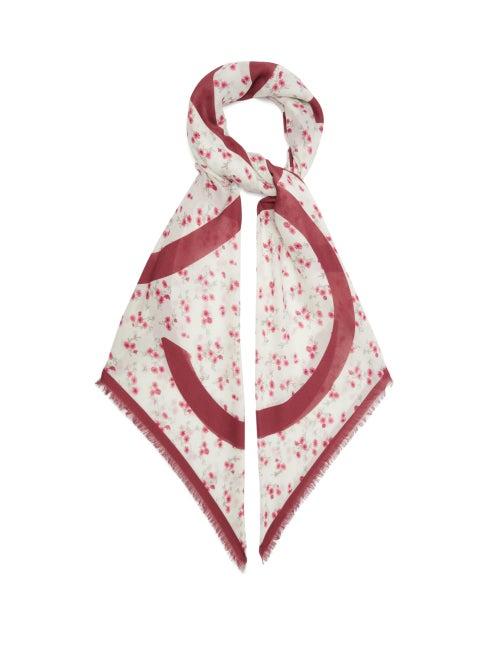 Matchesfashion.com Loewe - Anagram Floral-print Modal-blend Scarf - Womens - Red
