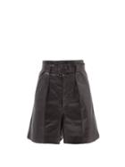 Isabel Marant - Balilaz Paperbag-waist Leather Shorts - Womens - Black