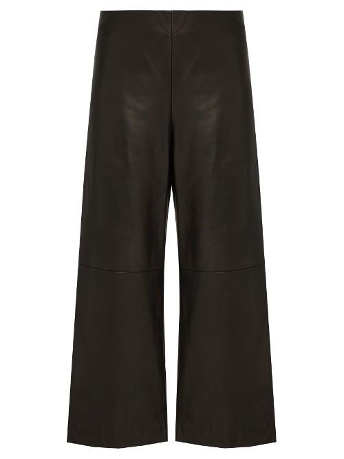 Adam Lippes Cropped Wide-leg Leather Trousers