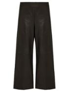 Adam Lippes Cropped Wide-leg Leather Trousers