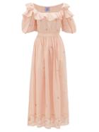 Matchesfashion.com Thierry Colson - Venus Floral-embroidered Cotton Dress - Womens - Light Pink