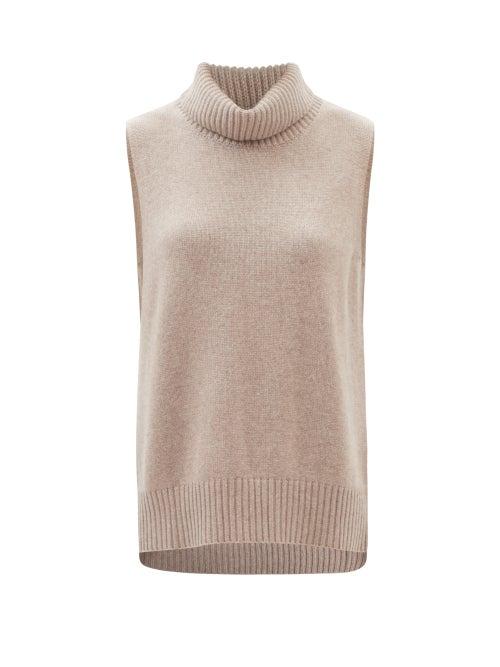 Lisa Yang - Molly High-neck Sleeveless Cashmere Sweater - Womens - Mid Brown