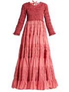 Matchesfashion.com Molly Goddard - Dorothy Smocked Poplin Gown - Womens - Pink