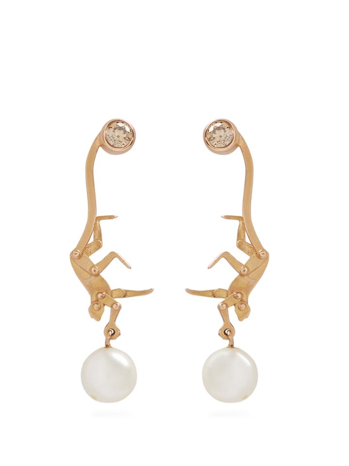 Marc Alary Diamond, Pearl & Pink-gold Earrings