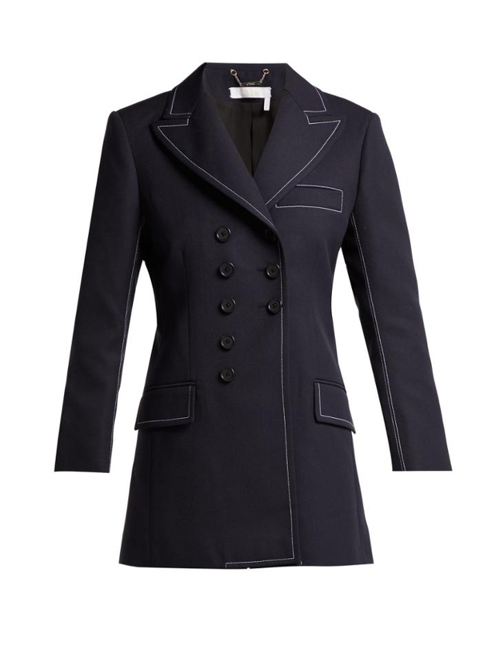 Chloé Stitched Double-breasted Twill Blazer