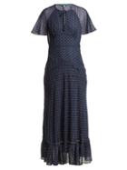 Matchesfashion.com Alexachung - Polka Dot Print Crepe Dress - Womens - Navy White
