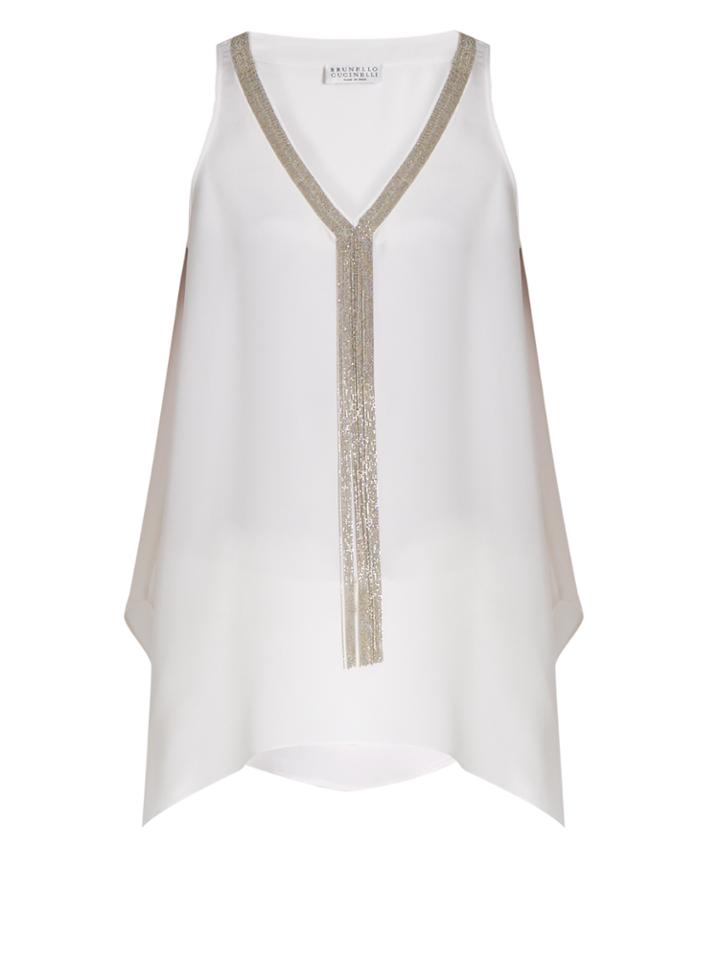 Brunello Cucinelli Monili-embellished Silk Tank Top