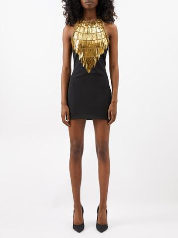 Balmain - Embellished Mini Dress - Womens - 01bk