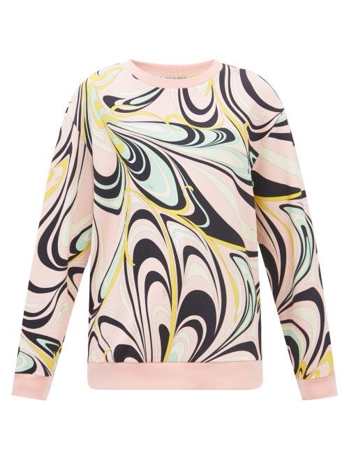 Emilio Pucci - Ondi-print Cotton-jersey Sweatshirt - Womens - Pink Multi