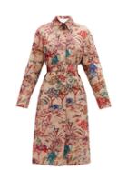 Matchesfashion.com Msgm - Jungle-print Single-breasted Cotton Trench Coat - Womens - Beige Multi