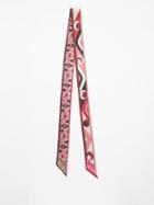 Pucci - Dischi And Moire-print Silk Scarf - Womens - Pink Multi