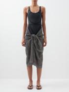 Toteme - Striped Monogram-print Cotton-blend Sarong - Womens - Black