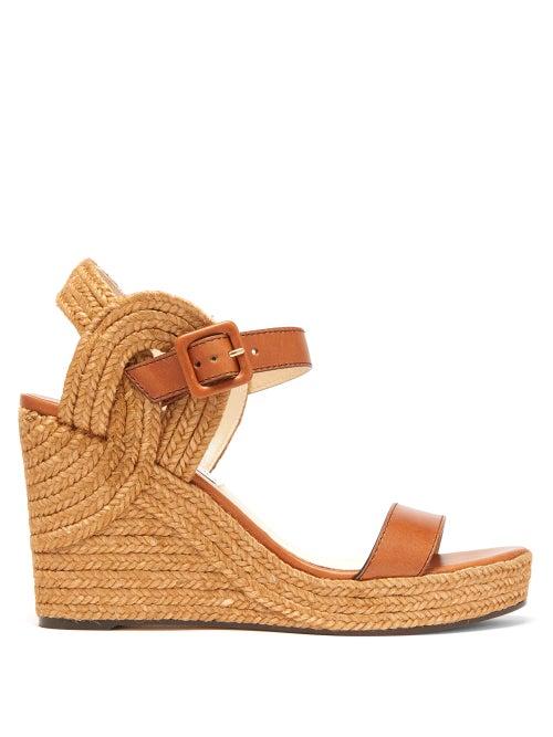 Matchesfashion.com Jimmy Choo - Delphi Espadrille-sole Leather Wedge Sandals - Womens - Tan