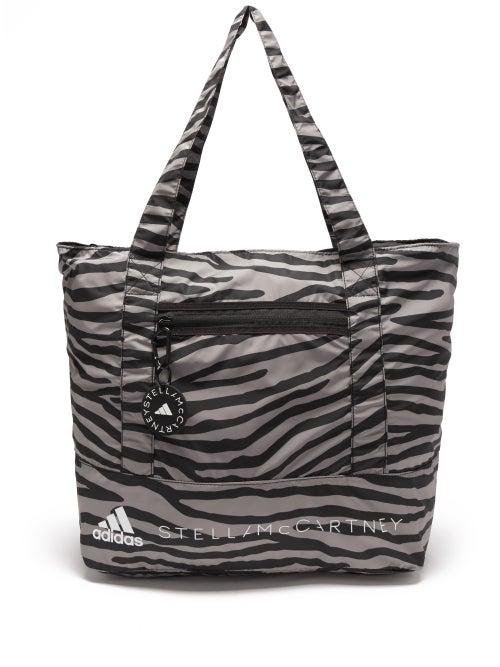Adidas By Stella Mccartney - Zebra-print Recycled-nylon Tote Bag - Womens - Black Multi
