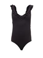 Matchesfashion.com Melissa Odabash - Seville Ruffle Trimmed Swimsuit - Womens - Black