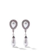 Alessandra Rich - Faux-pearl And Crystal Drop Clip Earrings - Womens - Pearl