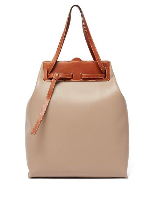 Matchesfashion.com Loewe - Ruk Contrast Panel Leather Tote - Womens - Light Grey