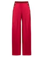 Matchesfashion.com Valentino - High Rise Wide Leg Silk Crepe De Chine Trousers - Womens - Pink Multi
